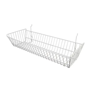 Double sloping wire basket white finish