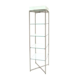 Folding Glass Tower 68"H with Sign Holders