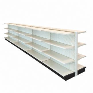 UNO Shelf Double Side Gondola 16’L x 54″H with 12″ Base White Unit (G165412W3SESSWI)
